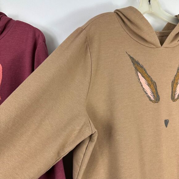 Anybody Lot of 2 Hoodies Rabbit Face & Fox Face Relaxed Fit Knit Top Size XL - Picture 4 of 9